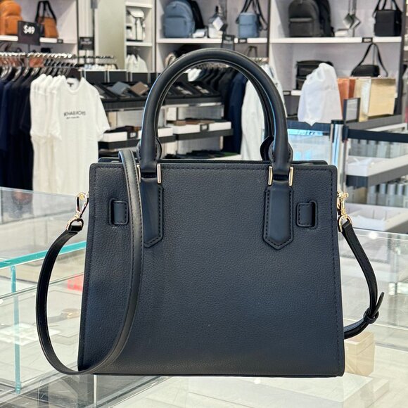 Michael Kors Hamilton Small Satchel Shoulder Bag MK Black Multi Embossed Exotic - Picture 5 of 10